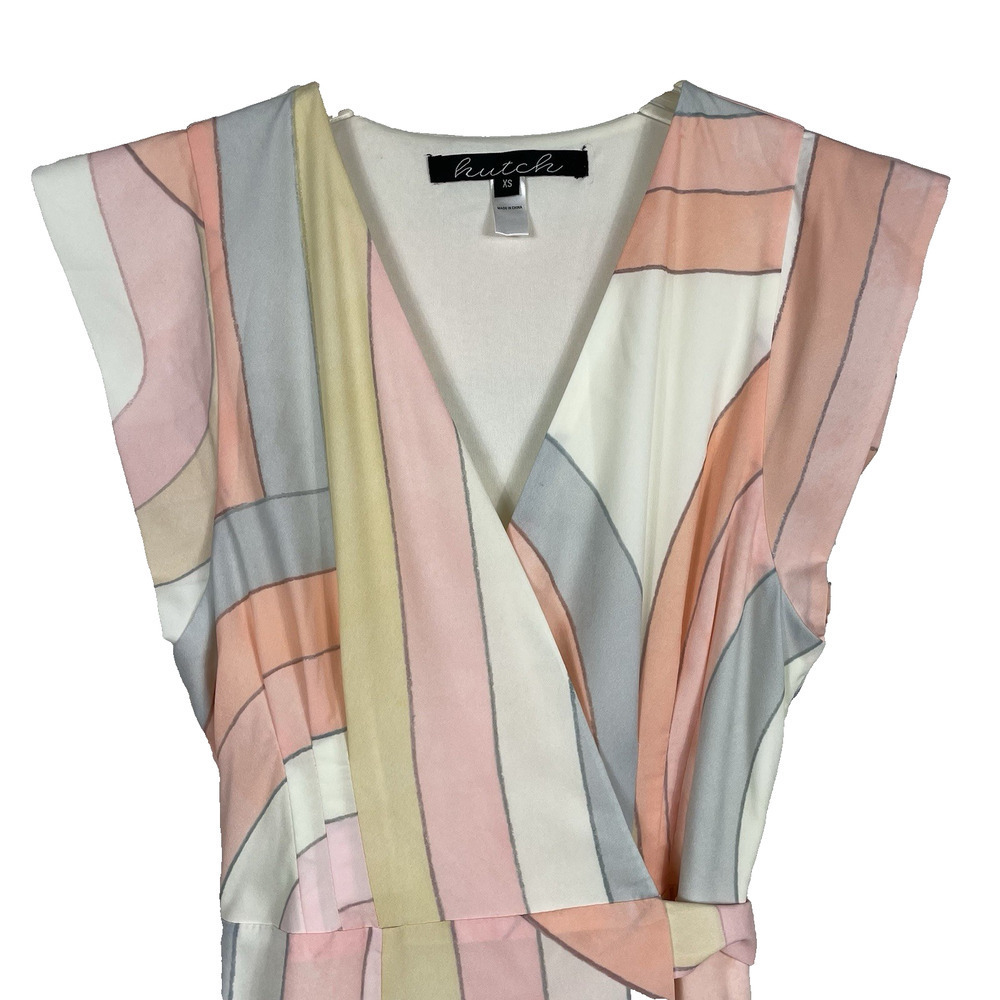 Anthropologie Hutch Geometric Wrap Maxi Dress XS Pastel Colorful Tropical Resort - Picture 3 of 9